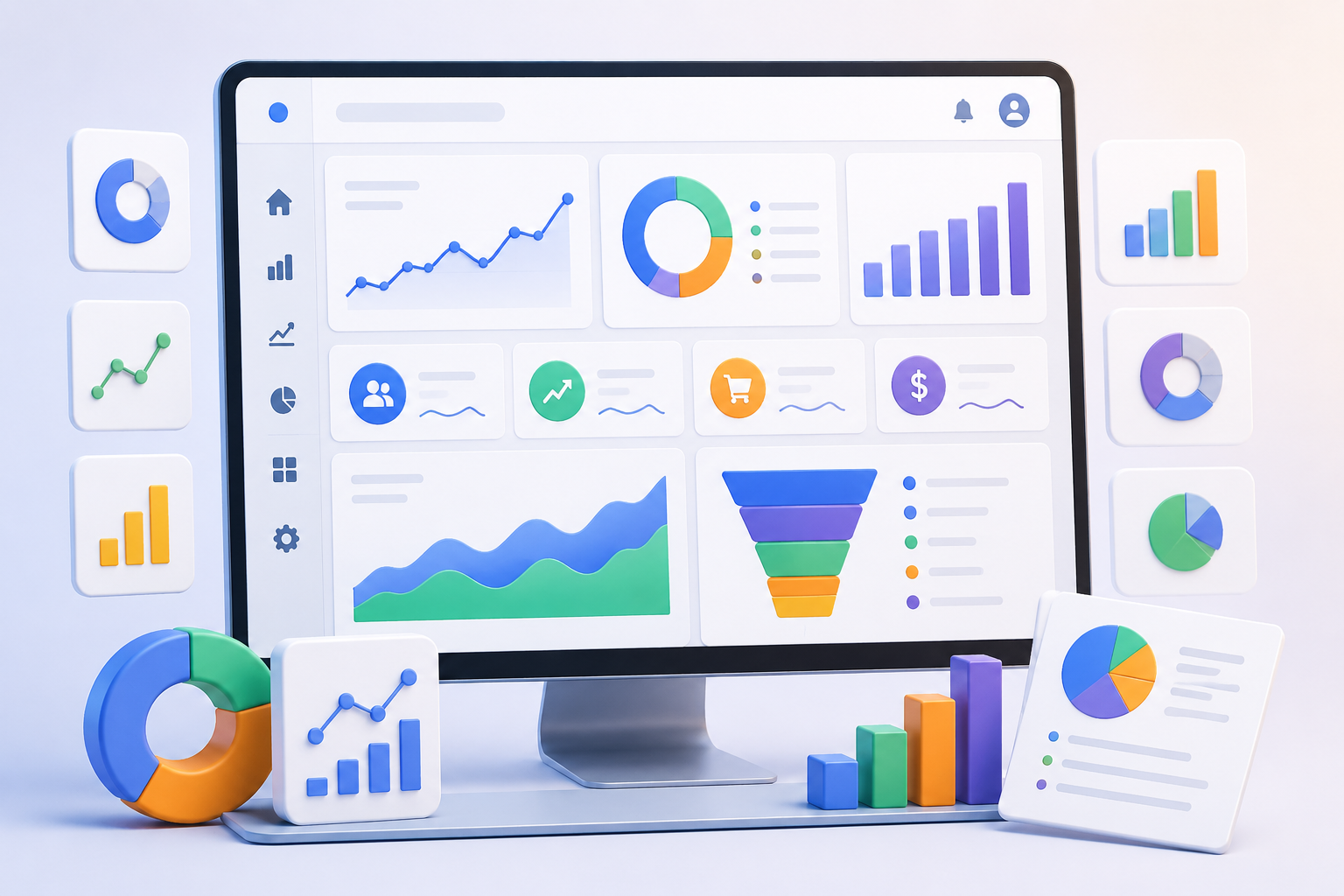 Dashboard & Reporting services with business analytics dashboards, KPI reporting, data visualization, Looker Studio reporting, and performance insights