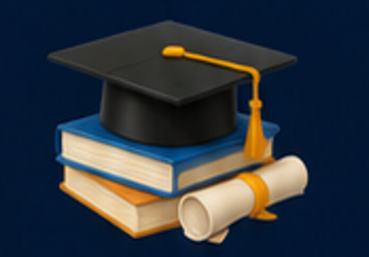 Graduation cap on books